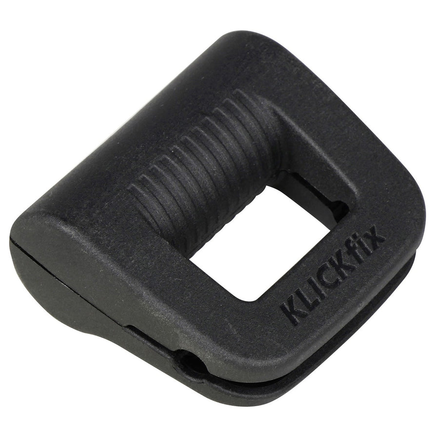 Fixation Klickfix Light clip pour feu de panier de velo, plastique noir solide et design compact