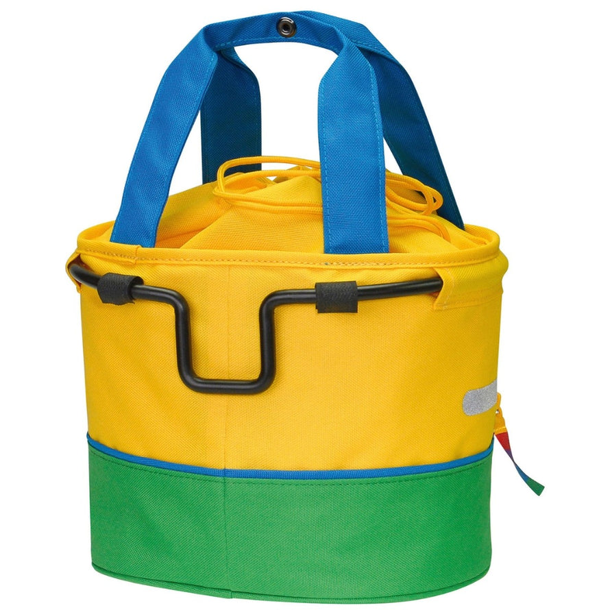 Panier vélo enfant Klickfix Lori Shopper 4L aux couleurs vives avec fixation guidon pratique et fermeture cordon sécurisée