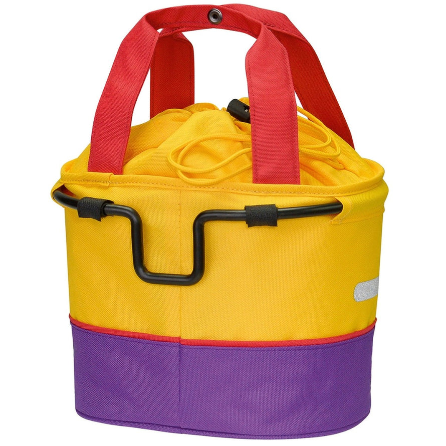 Panier vélo enfant Klickfix Lori Shopper 4L aux couleurs vives avec fixation guidon et cordon de serrage sécurisé