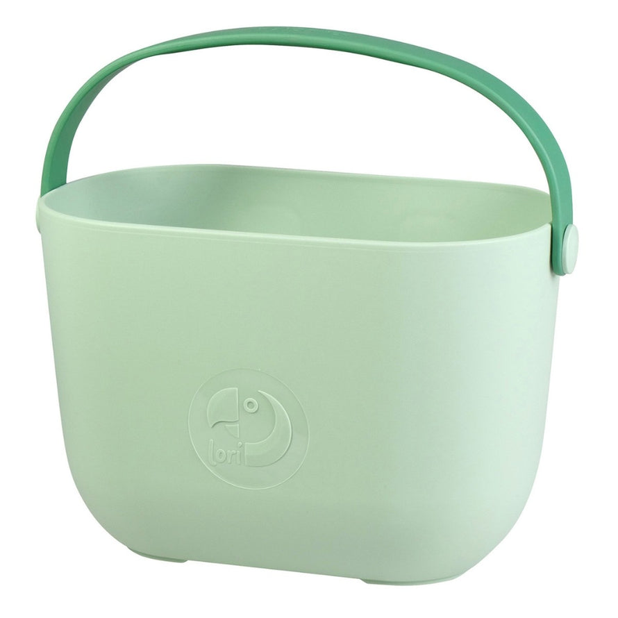 Panier velo enfant Klickfix Lori Basket 2L vert clair mat avec poignee ergonomique et fixation guidon rapide