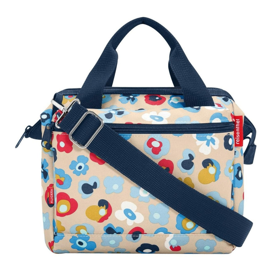 Sacoche guidon vélo Klickfix Roomy 4L avec bandoulière, motif fleuri multicolore, pratique et légère pour vélo urbain