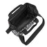 Sacoche guidon vélo Klickfix Roomy 4L avec bandoulière, motif noir et blanc, compartiments pratiques