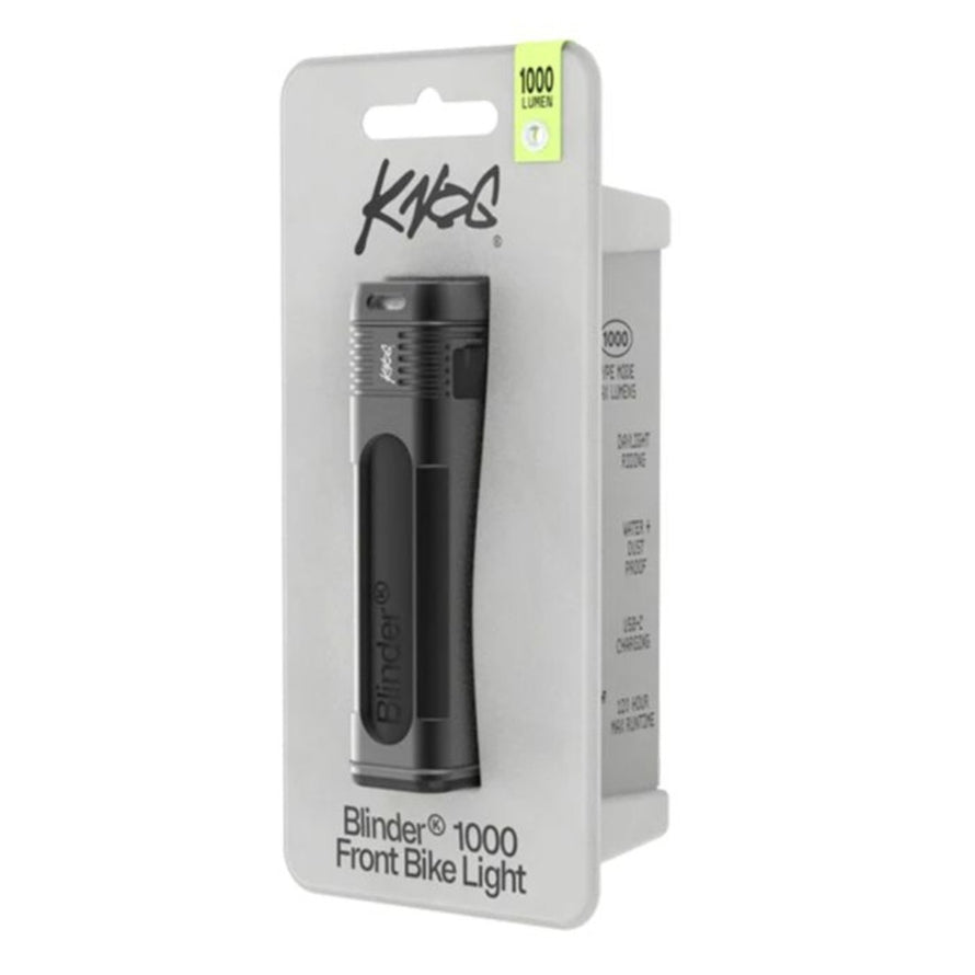 Lampe avant vélo Knog Blinder Pro 1000 noire compacte avec 1000 lumens et recharge USB rapide