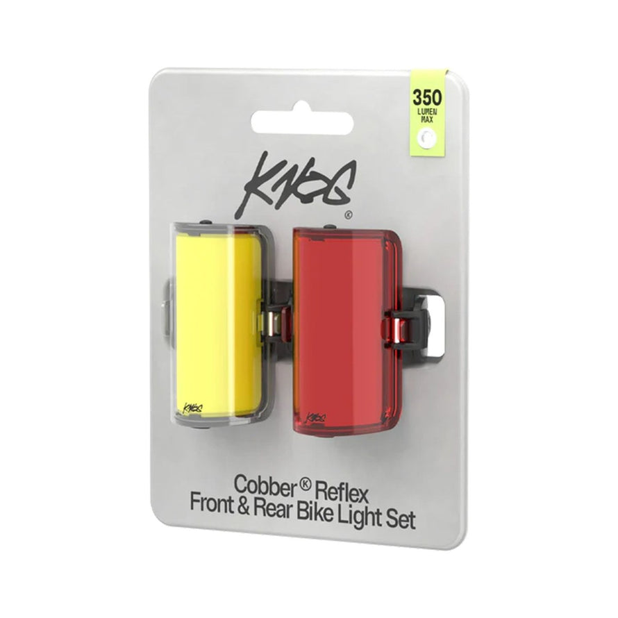 Set eclairage velo Knog Cobber Reflex Twinpack lampe avant jaune et arriere rouge LED puissante