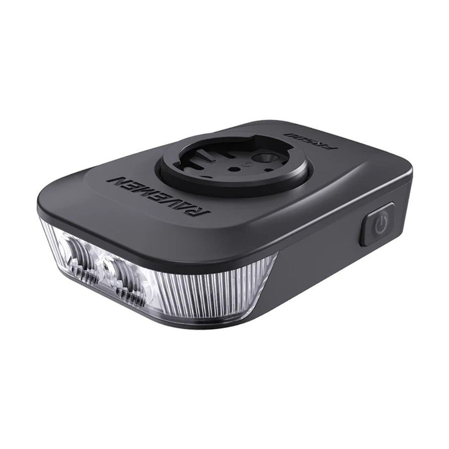 Lampe avant vélo Ravemen FR 500 avec support compatible Garmin et Wahoo, éclairage puissant et compact