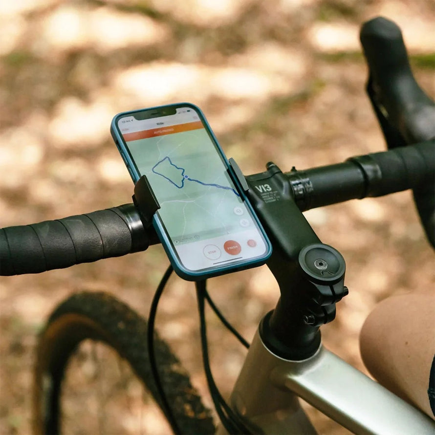 Support porte telephone velo Look Loop Mount universel avec rotation 360 degres pour une fixation securisee au guidon