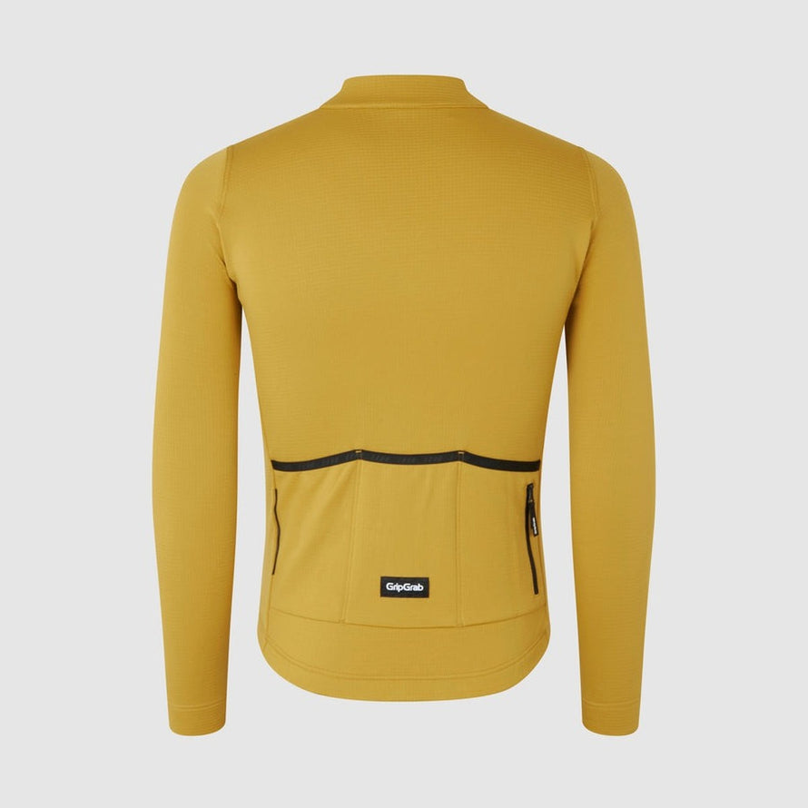 Maillot thermique GripGrab Merinotech Explr jaune moutarde manches longues pour cyclisme hiver performant et confortable