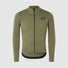 Maillot thermique GripGrab Merinotech Explr vert olive manches longues avec zip pour cyclisme hivernal performant