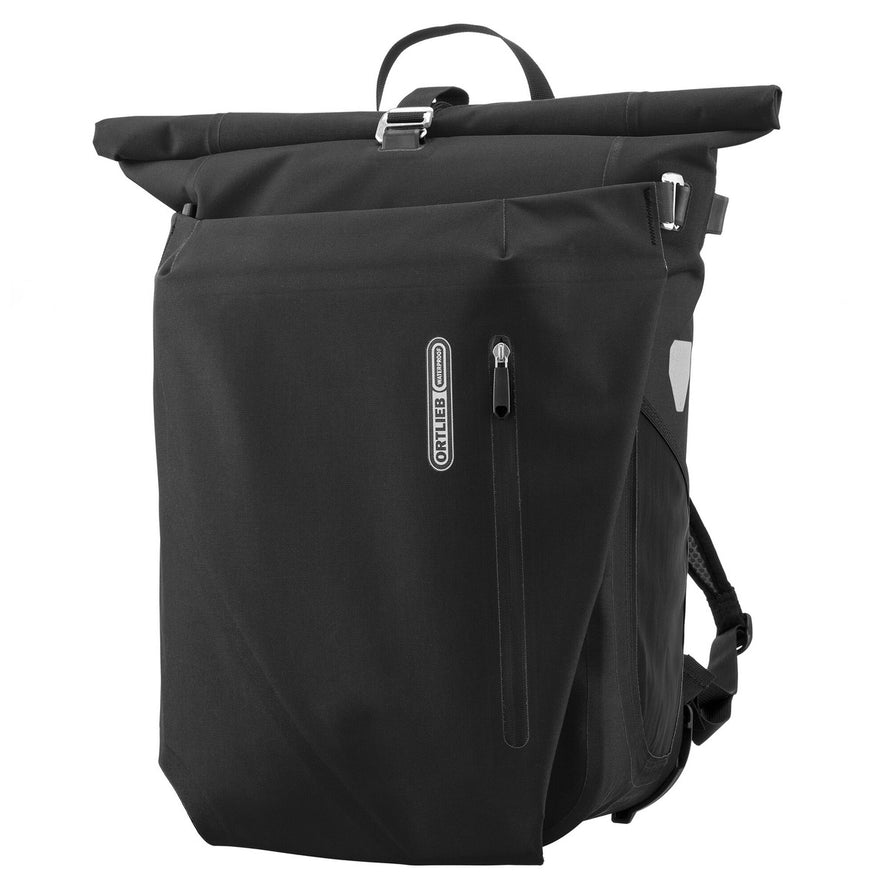 Sac a dos convertible en sacoche velo Ortlieb Vario Plus Cordura noir avec fermeture eclair et tissu impermeable