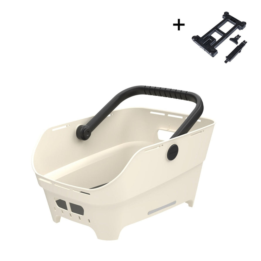 Panier Basil Cento Neo ivoire avec poignée noire et fixation rapide pour vélo urbain pratique et design