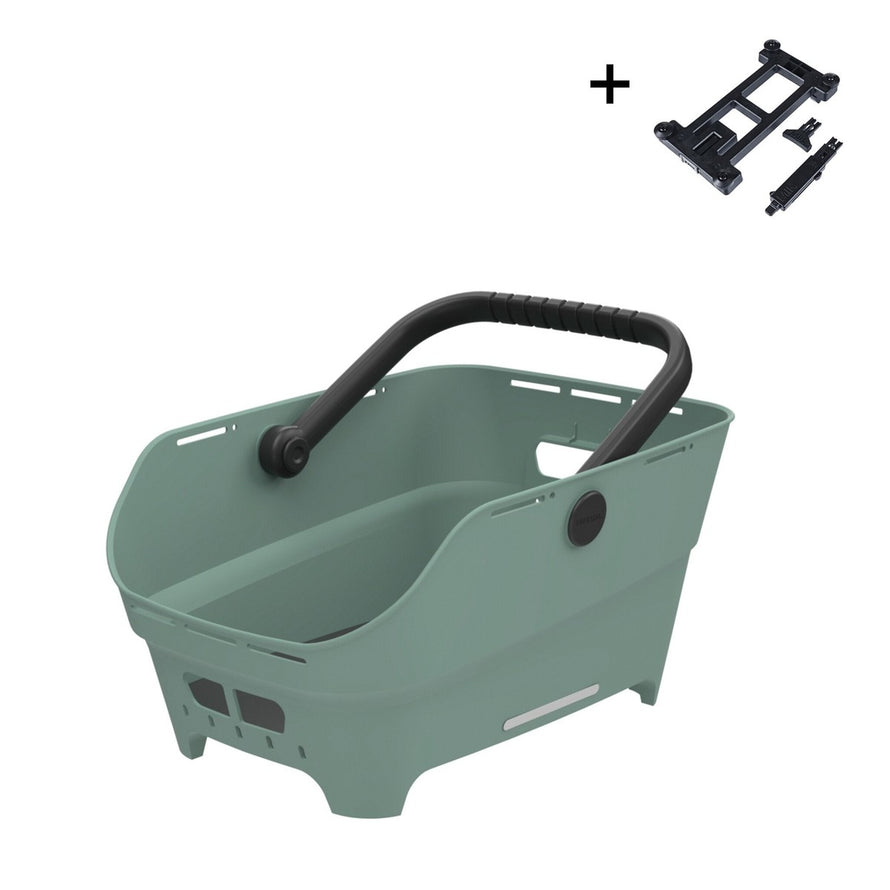 Panier Basil Cento Neo vert avec fixation pour vélo, pratique et robuste pour transporter vos affaires en ville