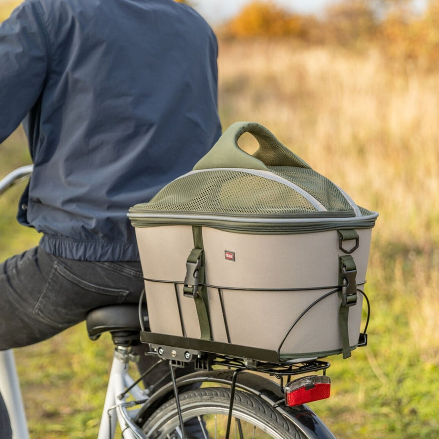 Panier chien Trixie pour vélo avec fixation porte-bagages, charge 10 kg, filet de protection et structure renforcée