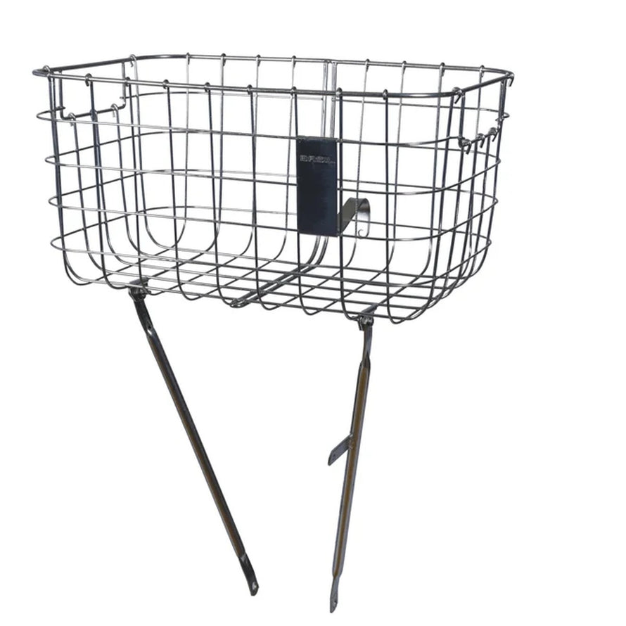 Panier vélo avant Basil Robin 27L avec fixation permanente sur fourche, robuste et pratique pour transport