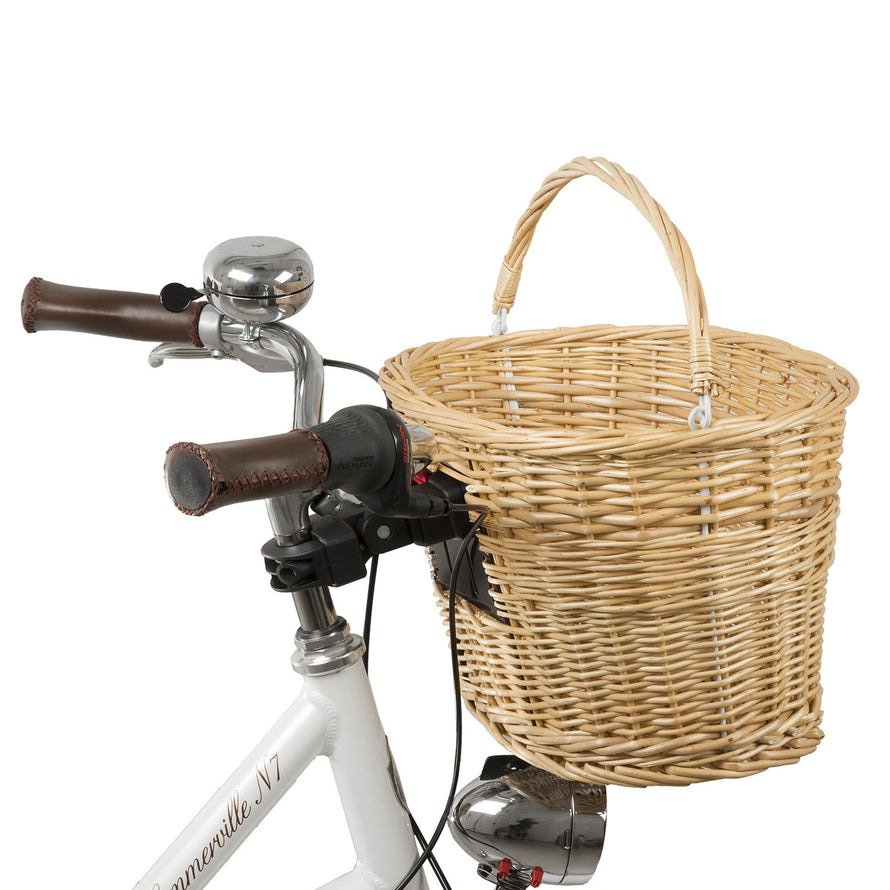 Panier vélo avant osier sur guidon M-Wave