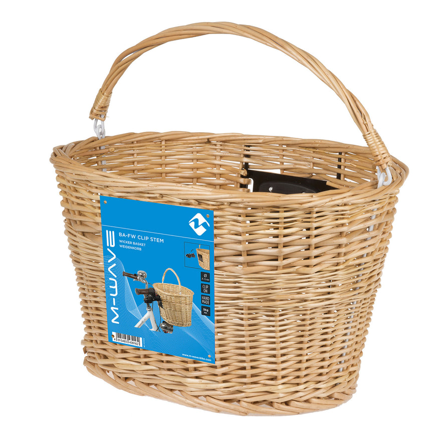 Panier vélo avant osier sur guidon M-Wave