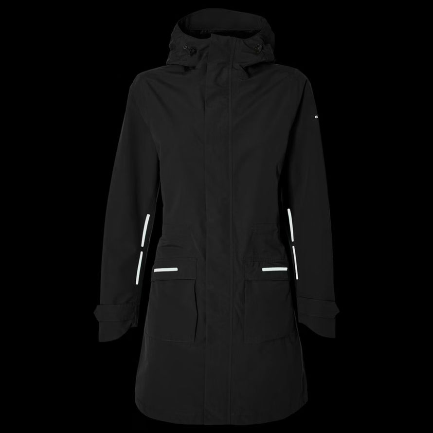 Parka Mosse Basil noire femme, imperméable et chaude, conçue pour les cyclistes urbaines élégantes en 2024
