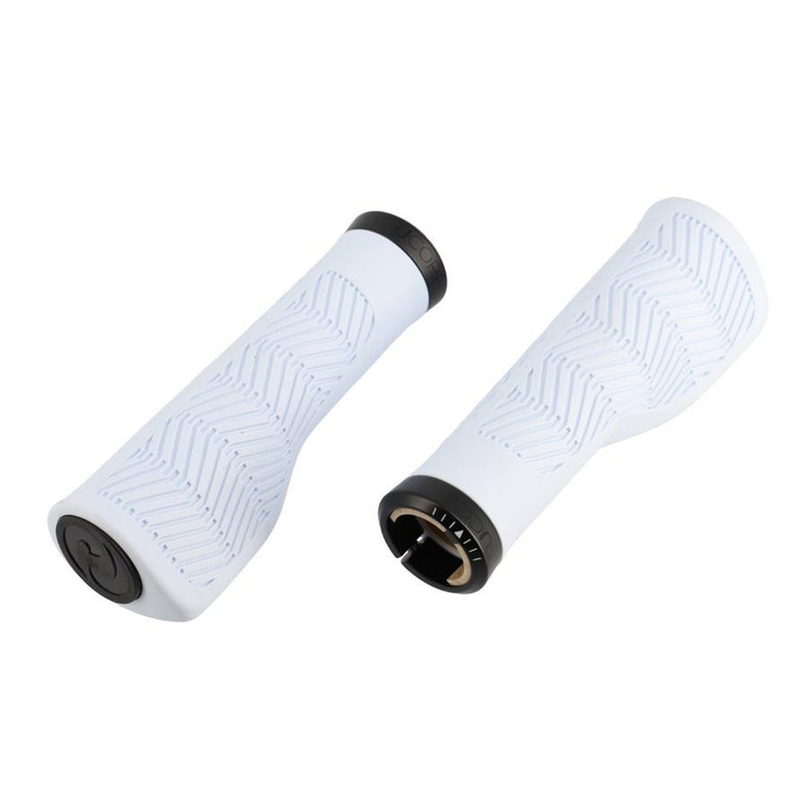 Poignees velo Herrmans Nucore Tour ergonomiques blanc avec design antiderapant pour un confort et controle superieur