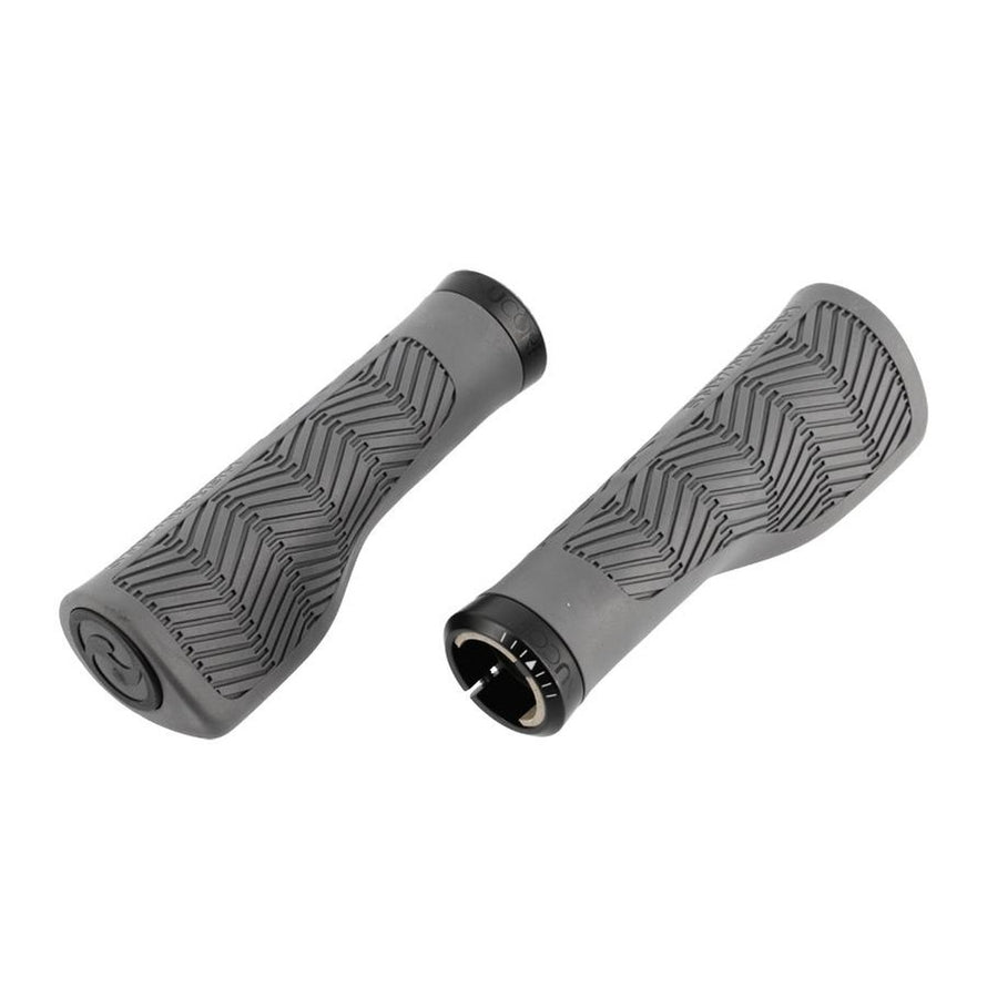 Poignees ergonomiques Herrmans Nucore Tour gris offrant prise en main confortable et controle precise pour velo