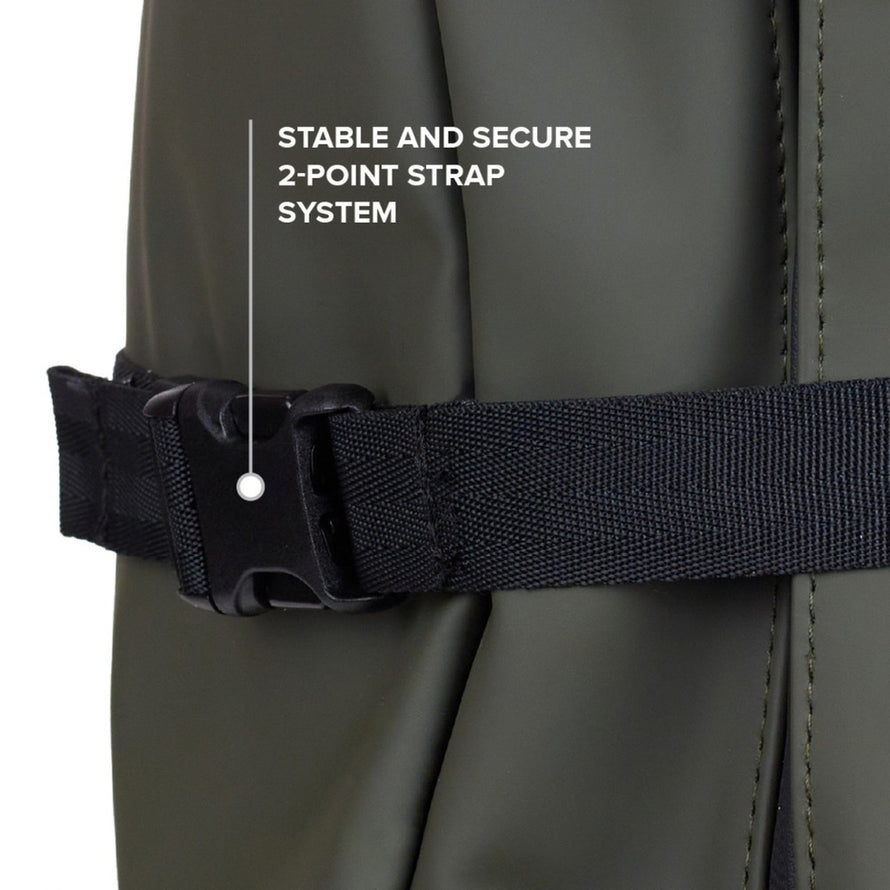 Fixation securisee avec systeme de sangle 2 points pour porte-bagages avant et arriere Polisport PackMate