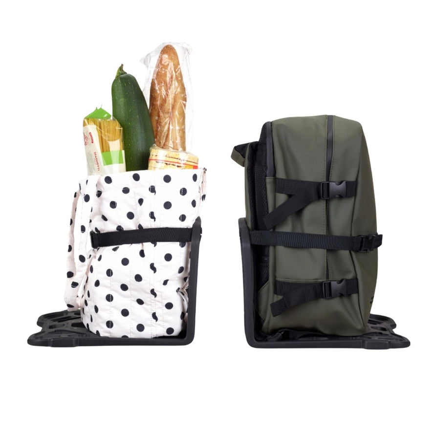 Porte-bagages avant et arriere pour sac a dos Polisport PackMate, ideal pour transporter charges sur velo