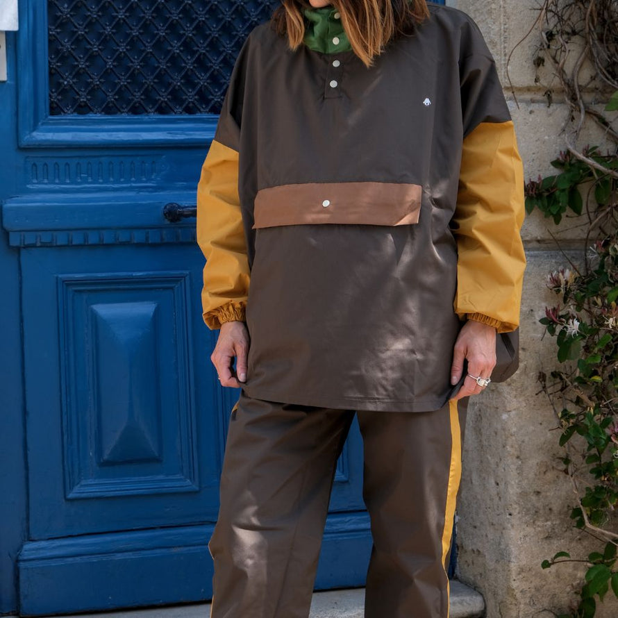 Poncho de pluie court Poule Party adulte Kaki vélo deperlant recyclé urbain ville pratique style original écoresponsable