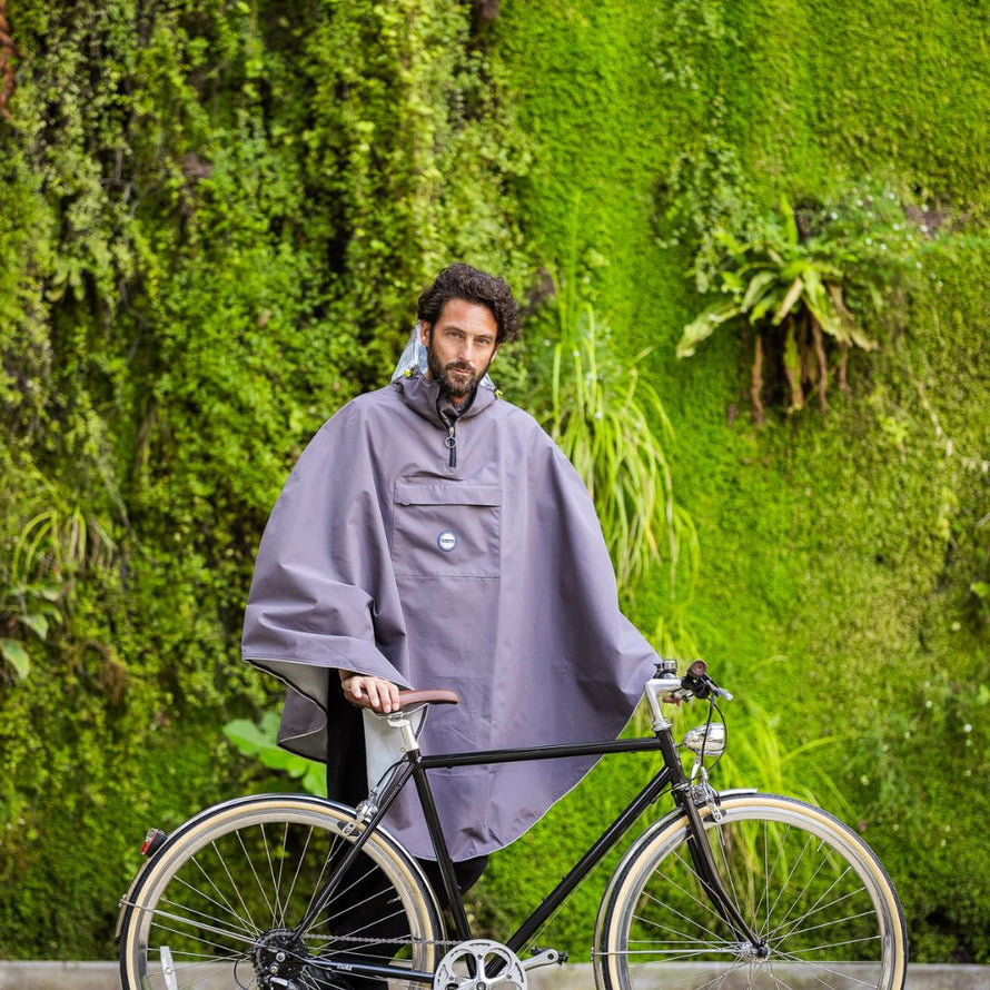 Cape de pluie pour cycliste urbain unisexe imperméable recyclée, protection intégrale.