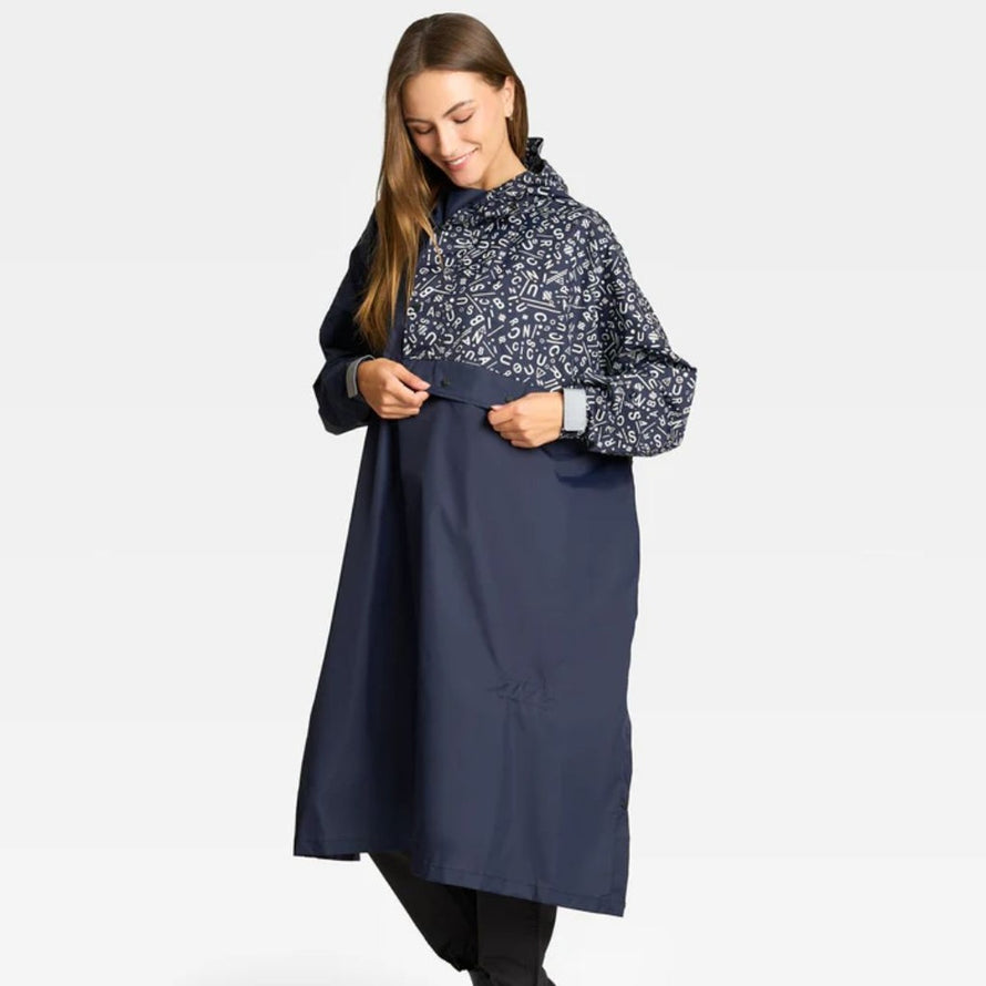 Poncho de pluie pour velo Urban Circus Romea motif bleu avec capuche et protection impermeeable