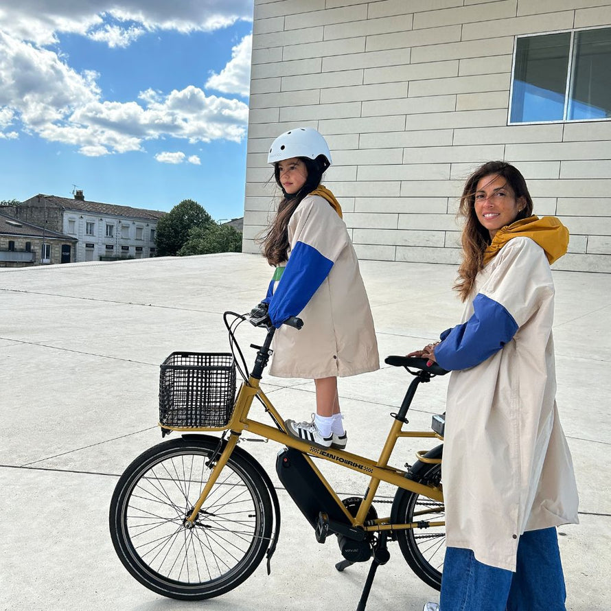 Poncho vélo cargo mode Poule Party old school