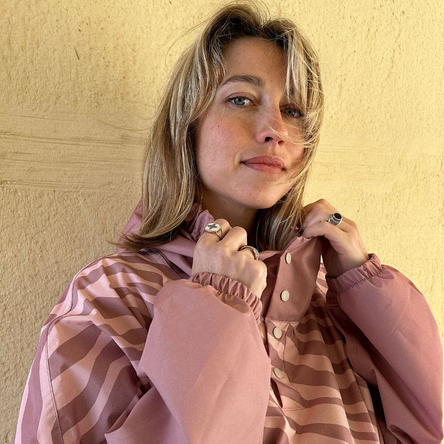 Poncho vélo femme mode Poule Party rose