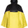 Vue avant du poncho vélo Vaude Covero II jaune et noir avec capuche, poche frontale et ouvertures pour les mains