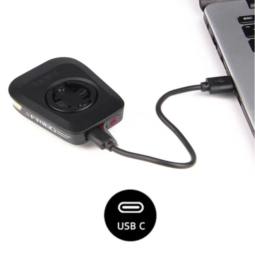 Lampe avant Ravemen FR160 avec port USB-C, compatible supports Garmin et Wahoo pour vélo, compacte et performante