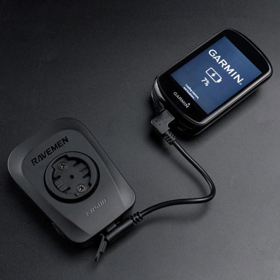Lampe avant vélo Ravemen FR 500 avec support pour Garmin et Wahoo, éclairage LED puissant et design moderne