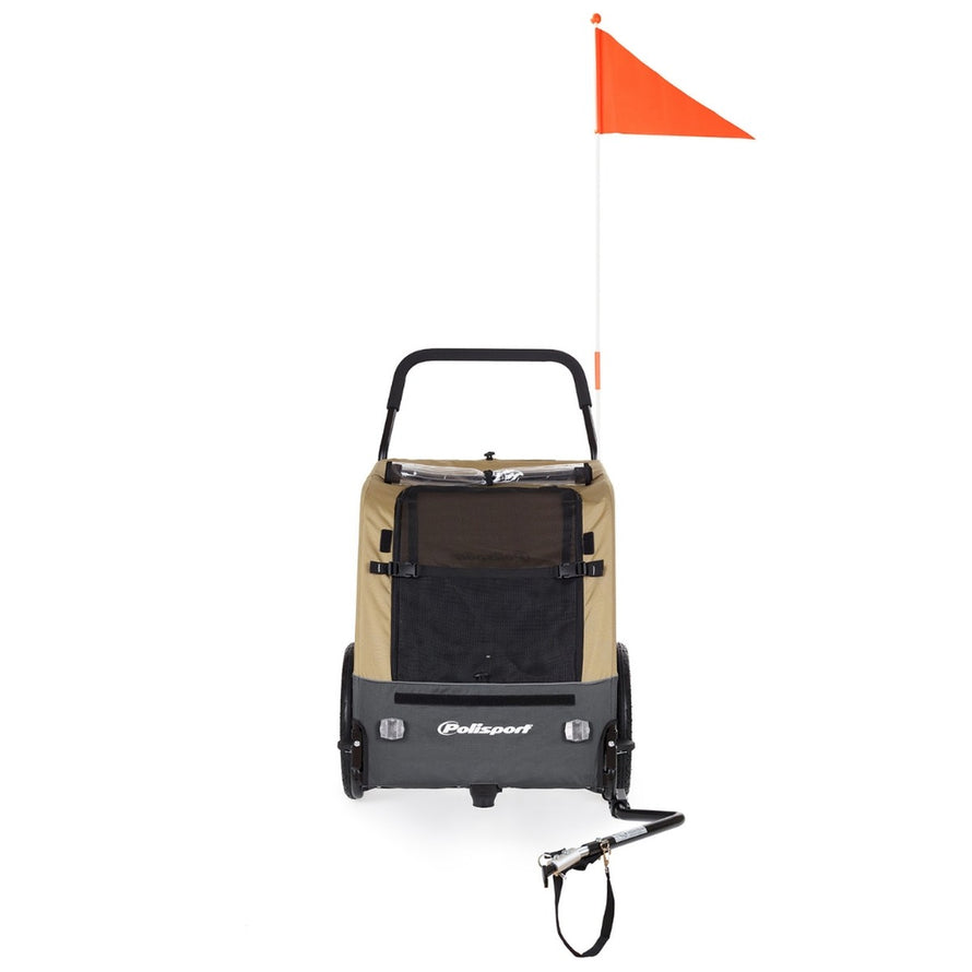 Remorque pour chien Polisport 2-en-1 supportant 23 kg, idéale pour transport vélo sécurisé et confortable