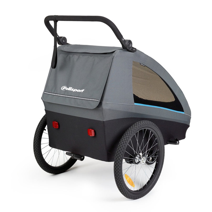 Remorque poussette 2-en-1 Polisport pour enfant de 7 mois à 4 ans, confort et sécurité pour vos balades à vélo