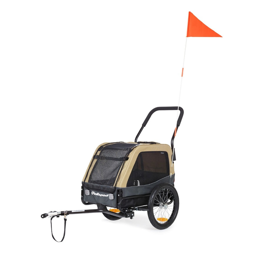 Remorque 2-en-1 pour chien Polisport, supporte jusqu a 23 kg, ideale pour velo et promenade en toute securite