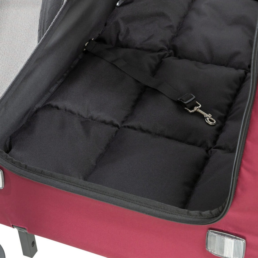 Interieur remorque velo chien Trixie modele 22kg avec harnais de securite pour balades confortables