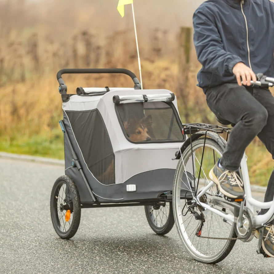 Remorque velo pour chien Trixie pliable, support jusqu a 22 kg, confort et securite pour vos sorties a velo