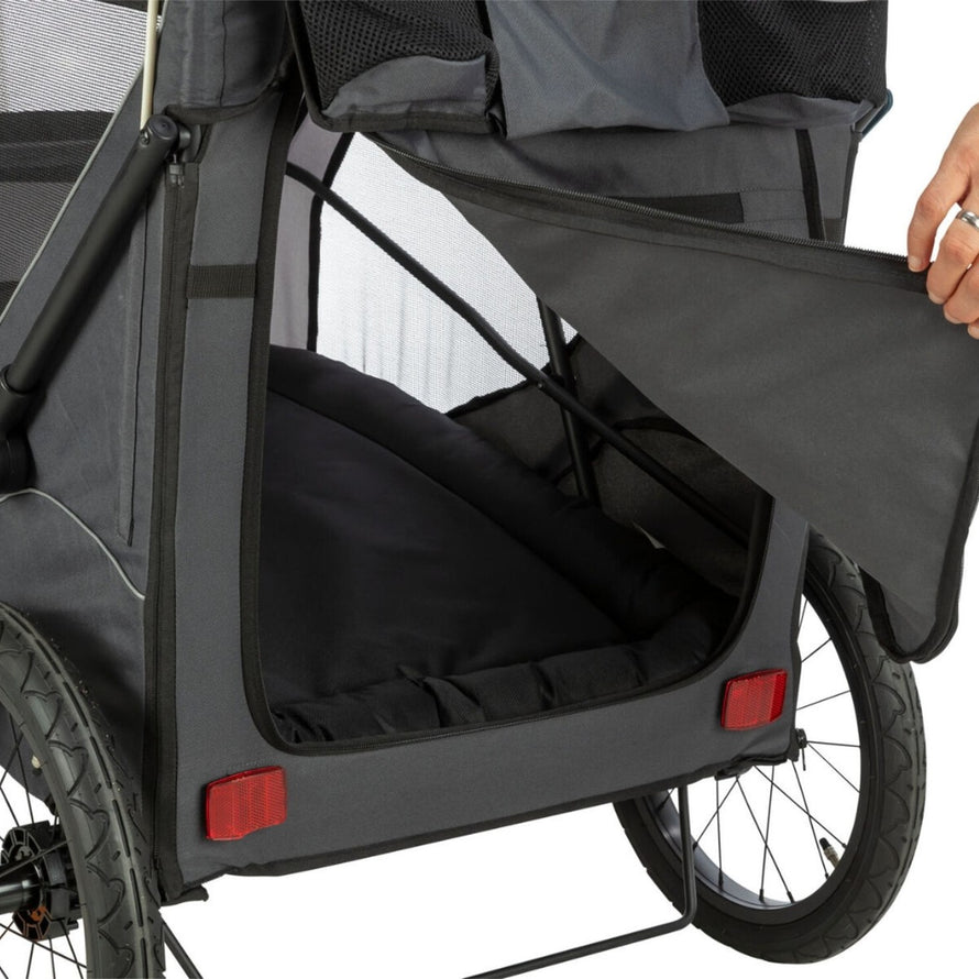 Remorque vélo pour chien Trixie pliable avec porte ouverte, confortable et sécurisée jusqu'à 22 kg