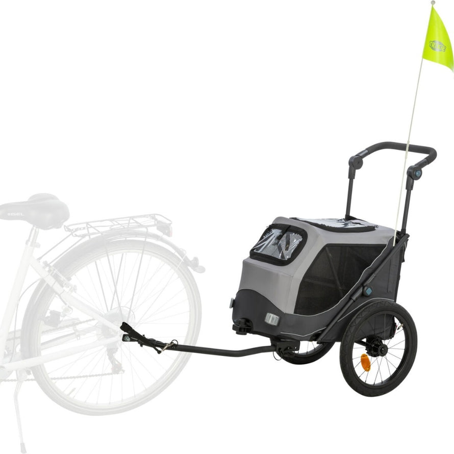 Remorque vélo pour chien Trixie pliable, capacité jusqu'à 22 kg, idéale pour balades en toute sécurité