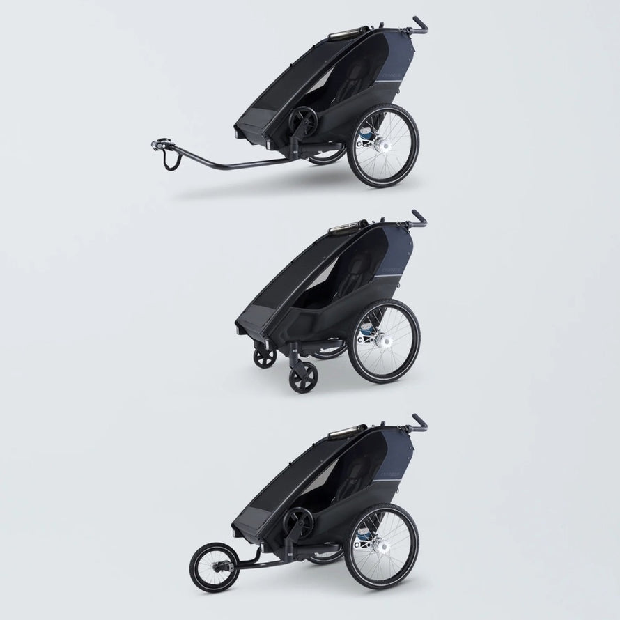 Remorque vélo poussette Croozer Kid Lykke 2 places noire, polyvalente et sécurisée pour enfants
