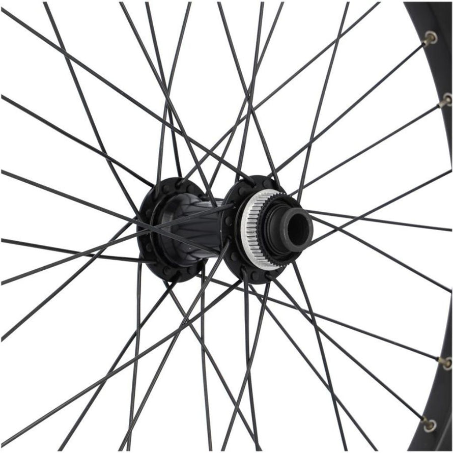 Détail du moyeu Shimano TC500 Center Lock sur roue avant 20 pouces vélo cargo