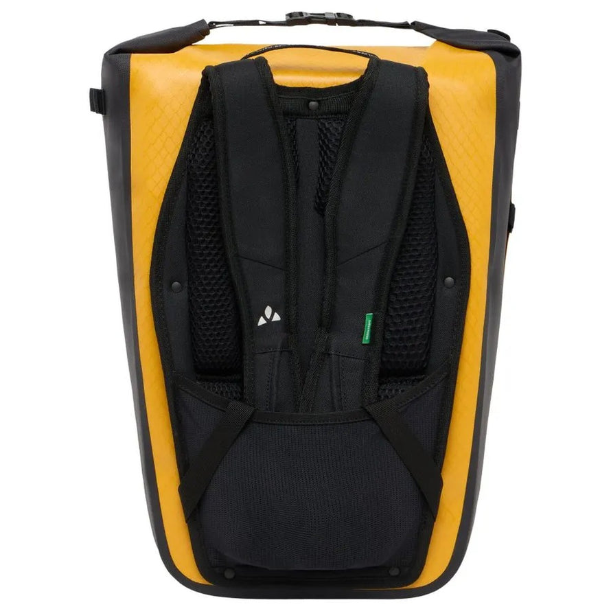 Sac à dos sacoche Vaude Aqua Transformer 26L jaune avec dos rembourré pour confort et étanchéité