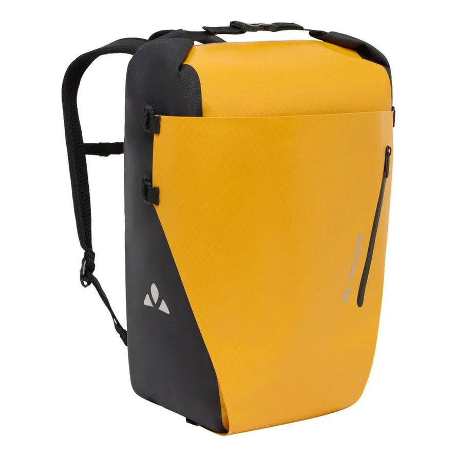 Sac à dos sacoche vélo Vaude Aqua Transformer 26L jaune, étanche et convertible pour cyclisme urbain