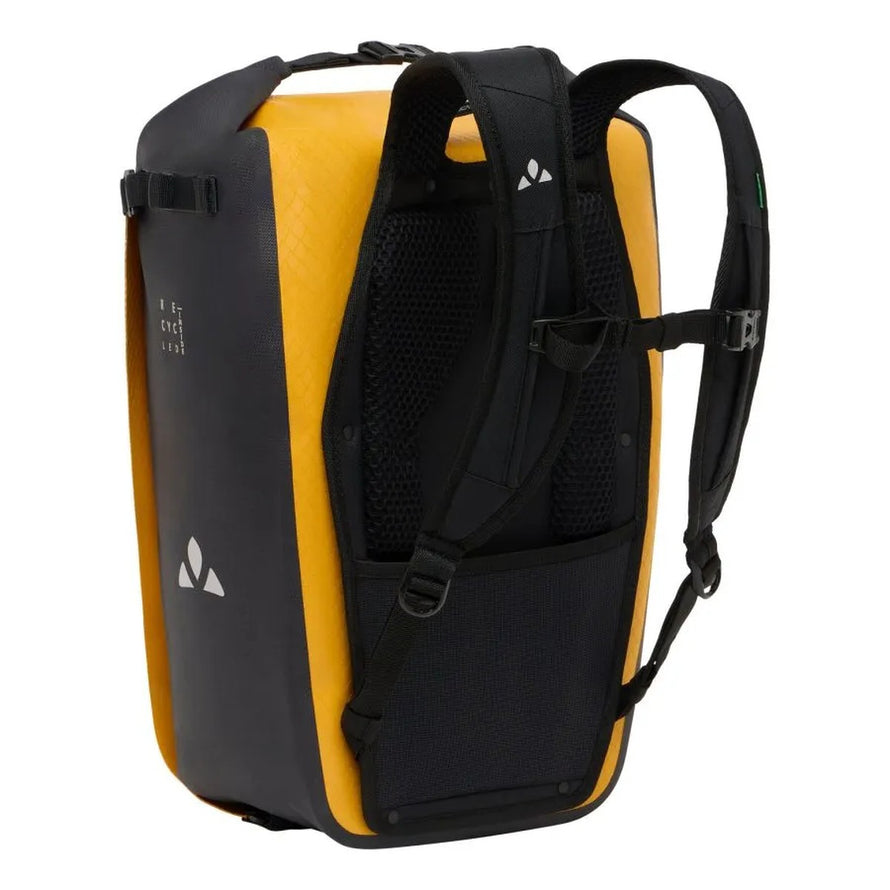 Sac à dos sacoche Vaude Aqua Transformer 26L jaune recyclé, étanche et confortable pour cyclistes urbains
