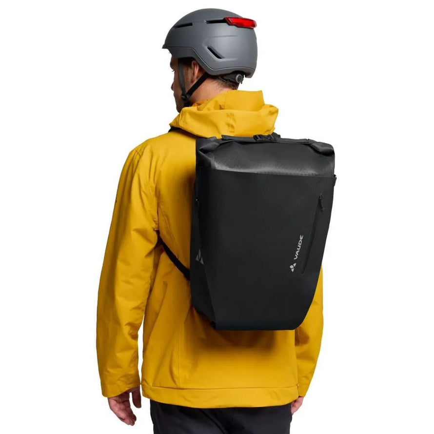 Sac à dos sacoche Vaude Aqua Transformer recyclé 26L noir, étanche et polyvalent pour vélo