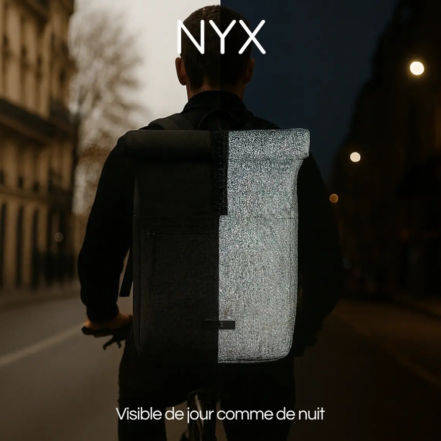 Reflektierender Fahrradrucksack, in eine Fahrradtasche umwandelbar, Badawin Nyx 3-in-1