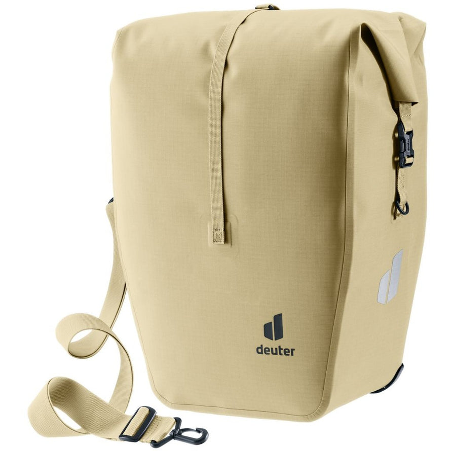 Sacoche arriere velo Deuter Visby beige elegante et fonctionnelle pour cyclistes urbains exigeants
