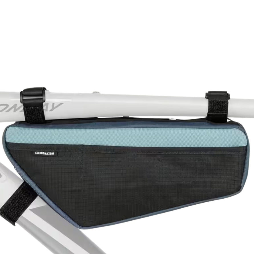 Sacoche de cadre vélo Contec Urban Nomad 2.0 2L noire et bleue, idéale pour transporter vos affaires en ville