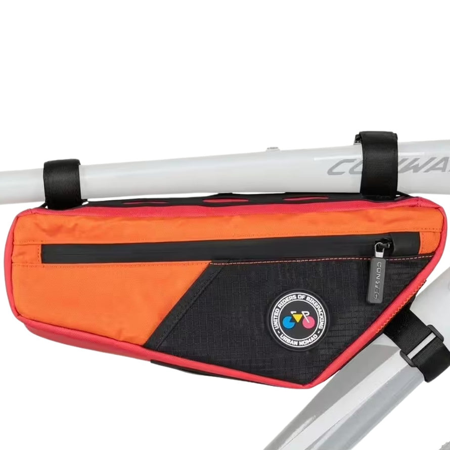 Sacoche cadre vélo Contec Urban Nomad 2.0 2L rouge noir orange avec fermeture éclair résistante