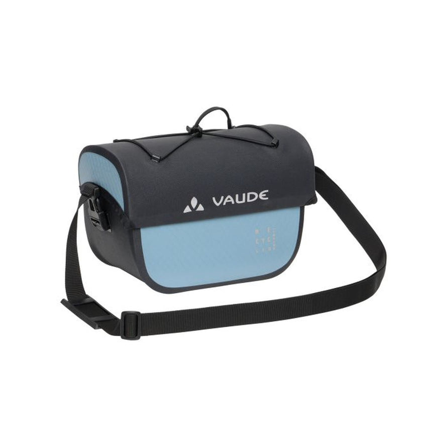 Sacoche de guidon VAUDE Aqua Box en matériaux recyclés avec bretelle et design bleu pour vélo urbain